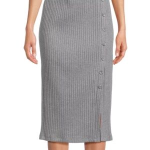 New TIME & TRU Gray Ribbed Knit Midi Skirt M